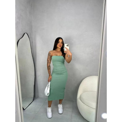 Vestido Midi - Tomara que Caia Canelado
