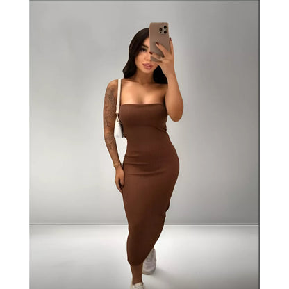 Vestido Midi - Tomara que Caia Canelado