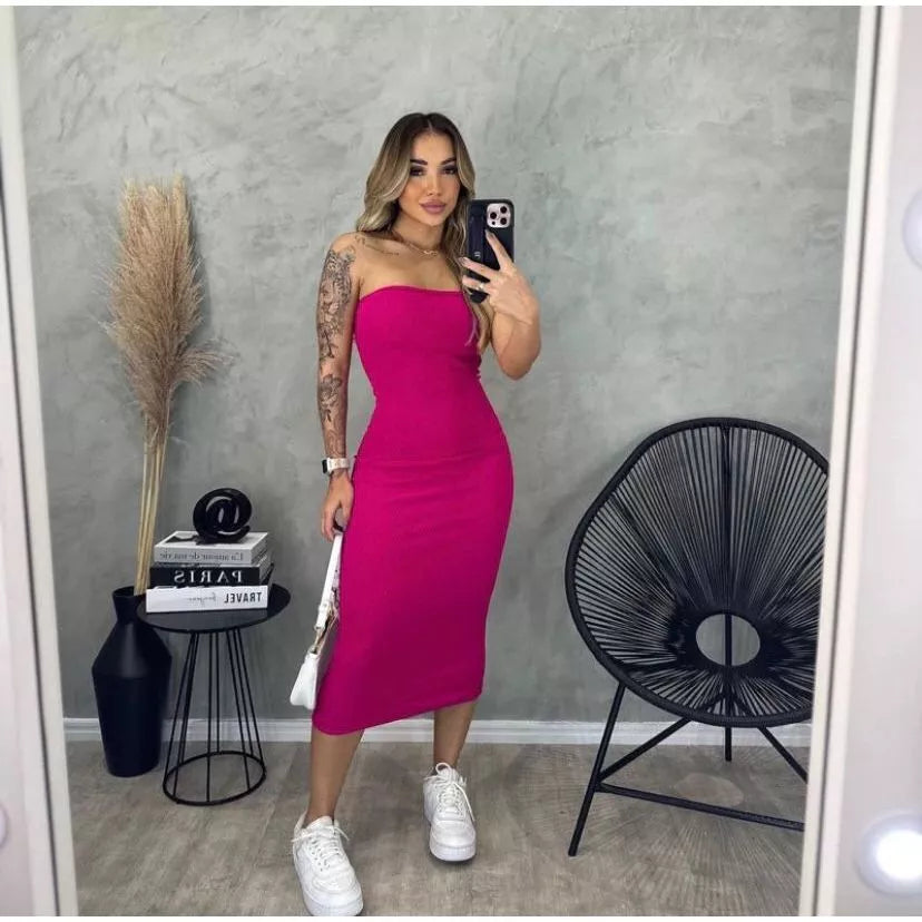Vestido Midi - Tomara que Caia Canelado
