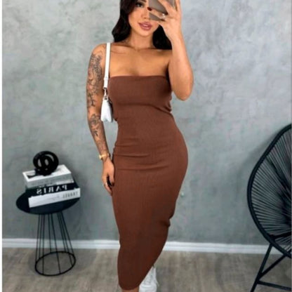 Vestido Midi - Tomara que Caia Canelado